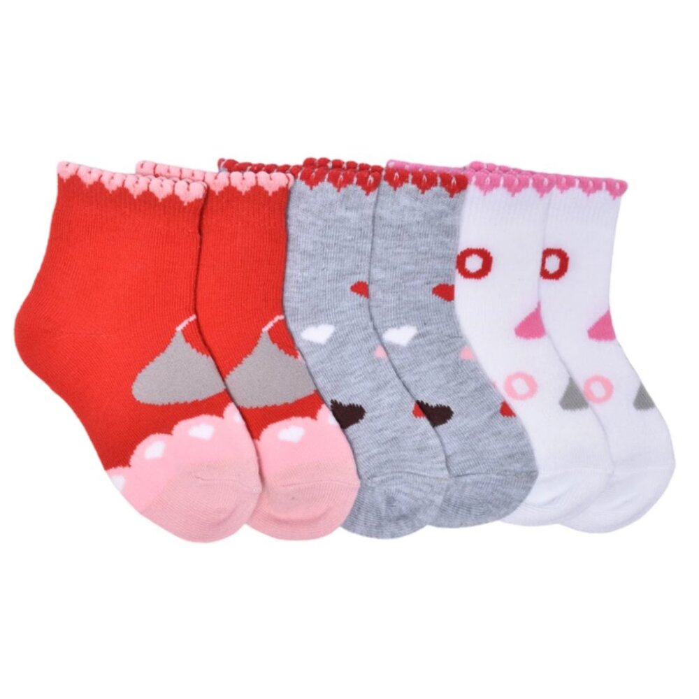 Hershey's Kisses Unisex Infant/Toddler 3pk Ankle Valentine's Socks, Sizes 12-24M